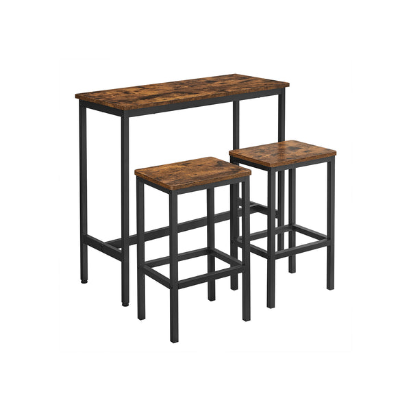 Bartafelset met 2 Barkrukken in Industrieel Design, 100 x 40 x 90 cm