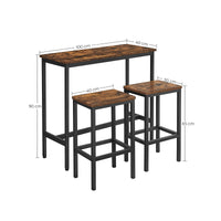 Bartafelset met 2 Barkrukken in Industrieel Design, 100 x 40 x 90 cm