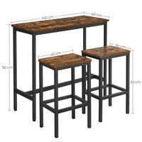 Bartafelset met 2 Barkrukken in Industrieel Design, 100 x 40 x 90 cm