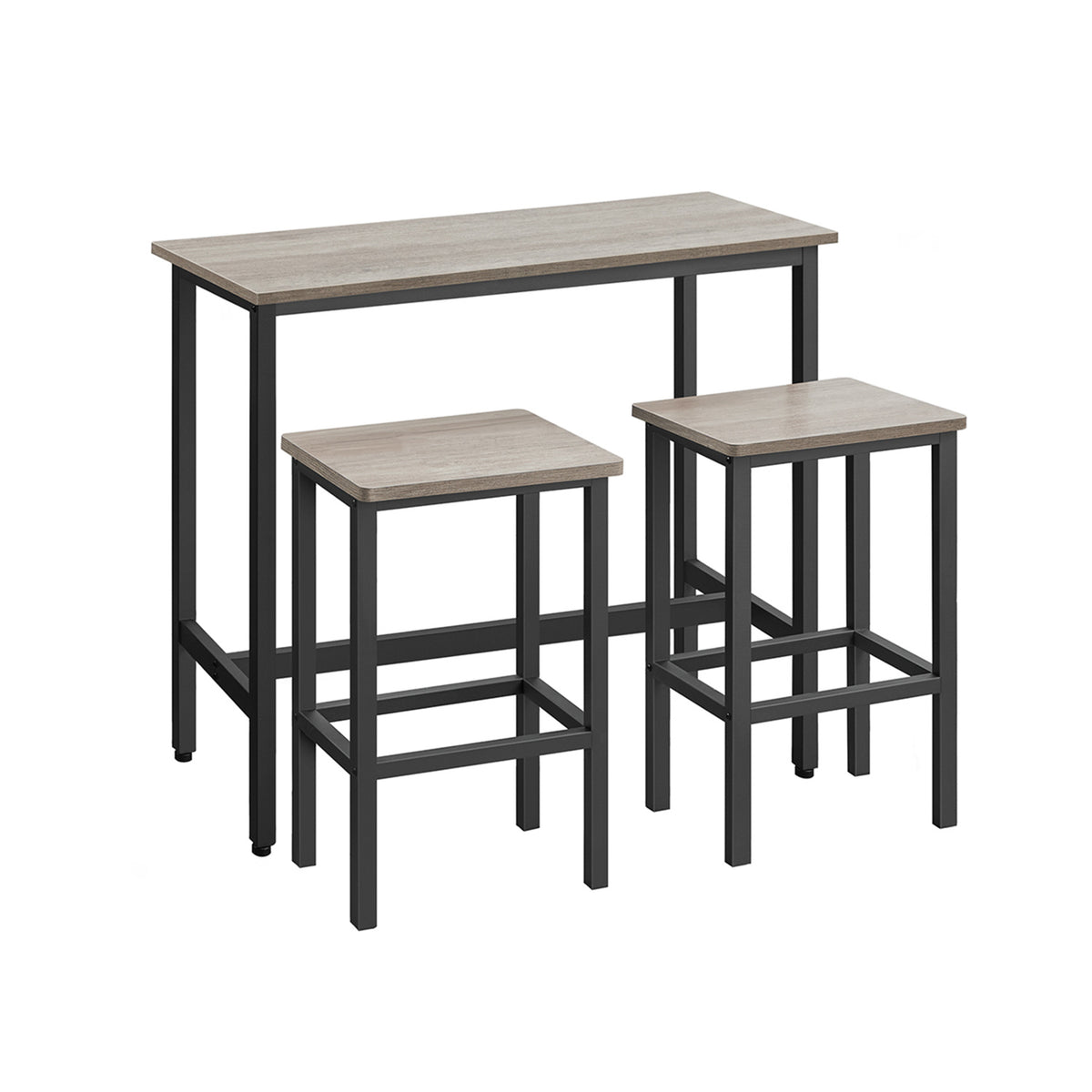Bartafelset met 2 Barkrukken in Industrieel Design, 100 x 40 x 90 cm