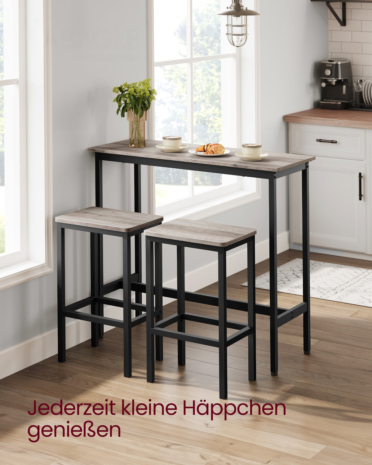 Bartafelset met 2 Barkrukken in Industrieel Design, 100 x 40 x 90 cm