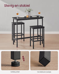 Bartafelset met 2 Barkrukken in Industrieel Design, 100 x 40 x 90 cm