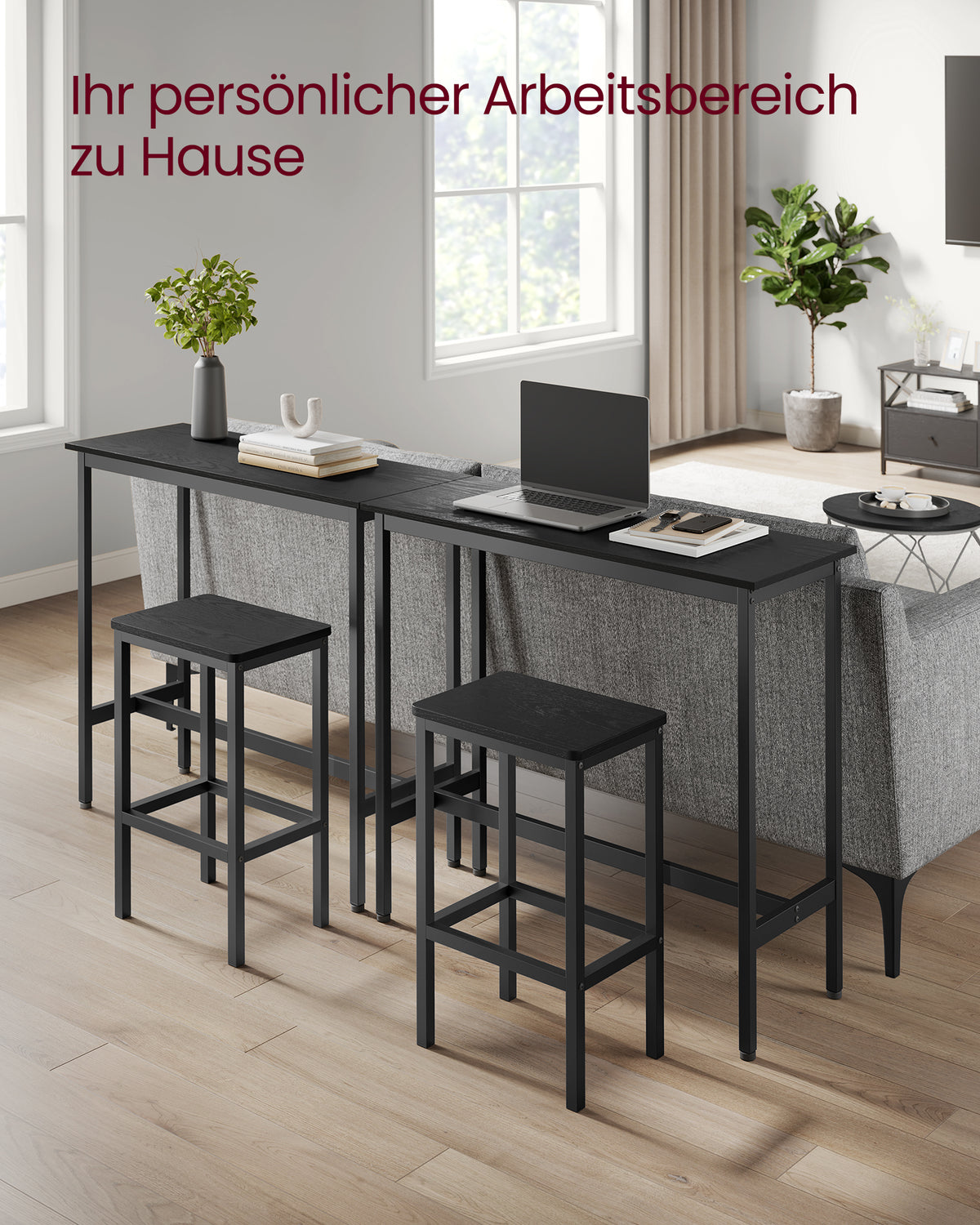 Bartafelset met 2 Barkrukken in Industrieel Design, 100 x 40 x 90 cm