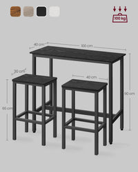 Bartafelset met 2 Barkrukken in Industrieel Design, 100 x 40 x 90 cm