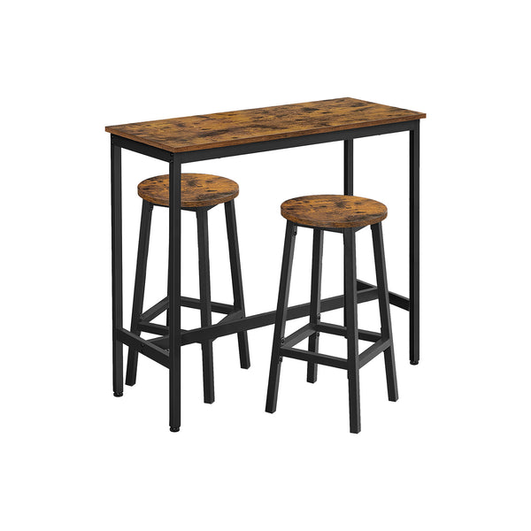 Bartafelset met 2 Ronde Barkrukken in Industrieel Design, 100 x 40 x 90 cm