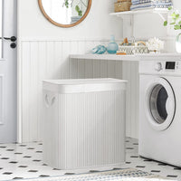 Opvouwbare Bamboe Wasmand met 3 Vakken en Deksel, 150 Liter