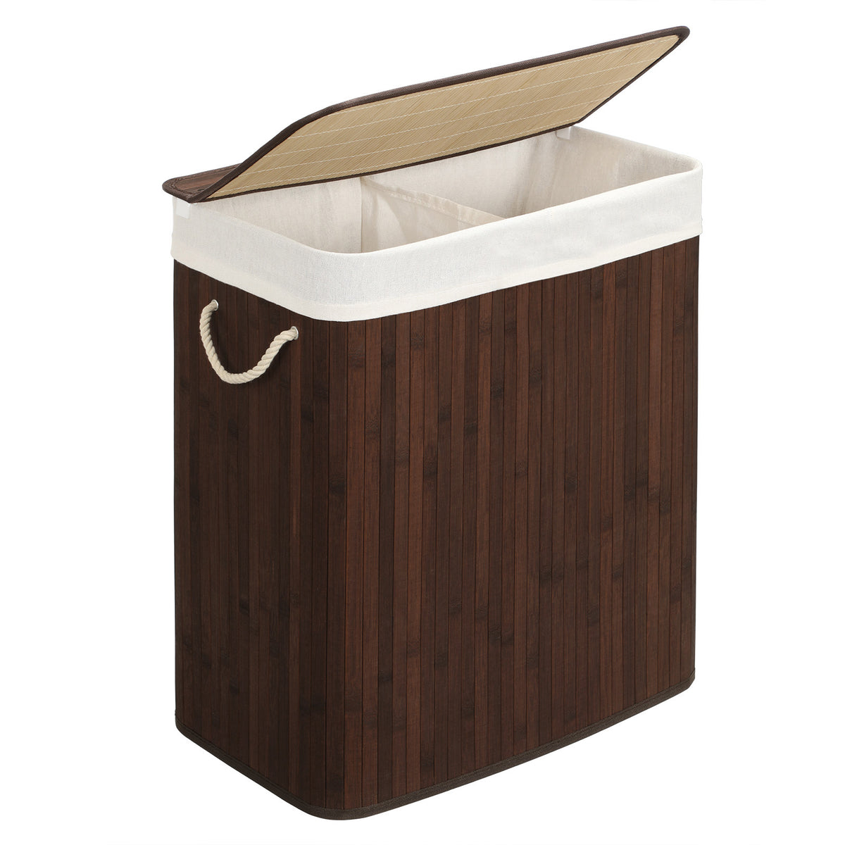 Bamboe Wasmand met Deksel en Afneembare Waszak, 100 L
