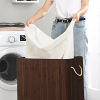 Bamboe Wasmand met Deksel en Afneembare Waszak, 100 L
