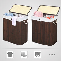 Bamboe Wasmand met Deksel en Afneembare Waszak, 100 L