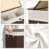 Bamboe Wasmand met Deksel en Afneembare Waszak, 100 L