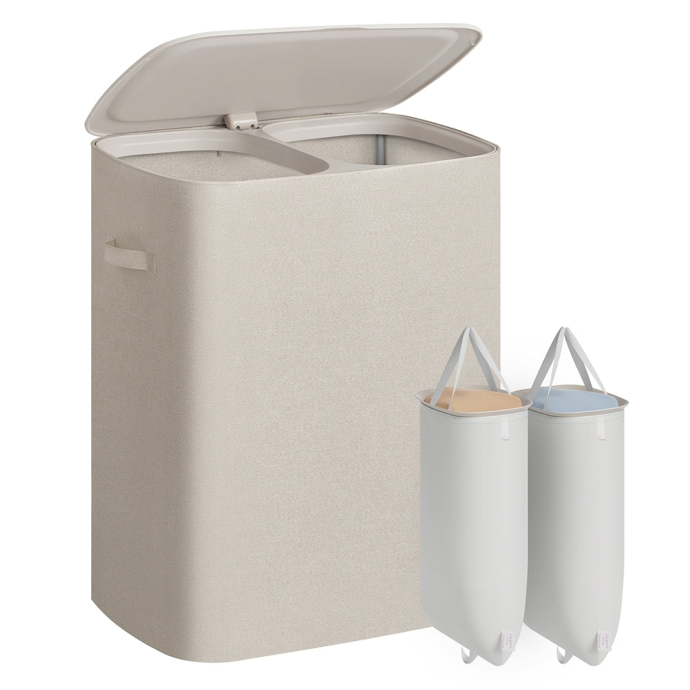 Wasmand met Deksel en 2 Vakken, 160 Liter