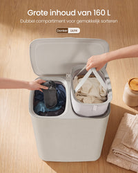 Wasmand met Deksel en 2 Vakken, 160 Liter