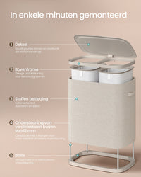 Wasmand met Deksel en 2 Vakken, 160 Liter