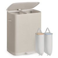 Wasmand met Deksel en 2 Vakken, 160 Liter
