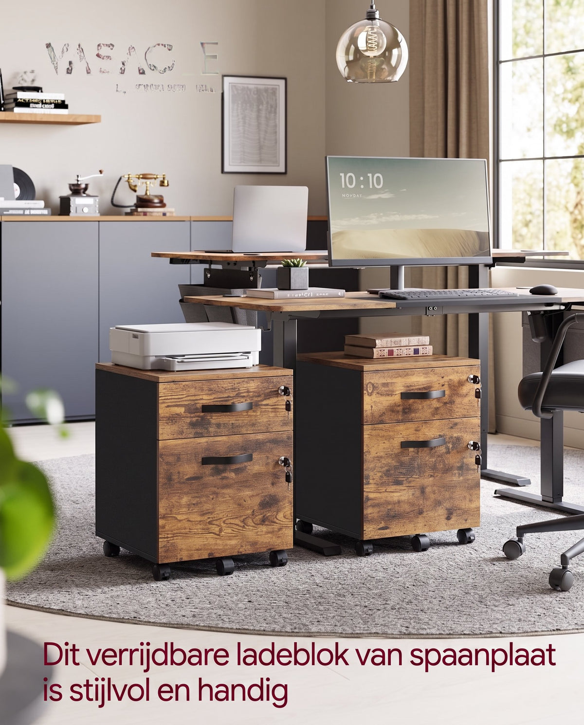 Verrijdbare Archiefkast met 2 Lades op Slot, voor Hangmappen A4