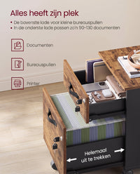Verrijdbare Archiefkast met 2 Lades op Slot, voor Hangmappen A4