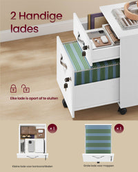 Verrijdbare Archiefkast met 2 Lades op Slot, voor Hangmappen A4