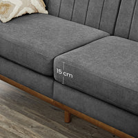 3-zitsbank in Mid-century Stijl met Massief Houten Poten, 191 x 80,5 x 86 cm
