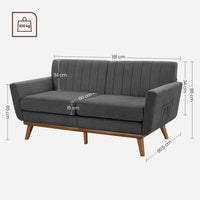 3-zitsbank in Mid-century Stijl met Massief Houten Poten, 191 x 80,5 x 86 cm