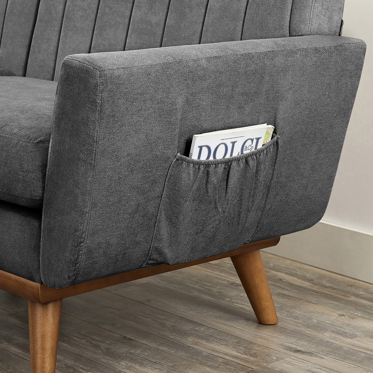 3-zitsbank in Mid-century Stijl met Massief Houten Poten, 191 x 80,5 x 86 cm