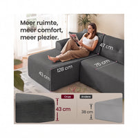 Modulaire Hoekbank zonder Montage met Ruime Chaise Longue, 244 cm