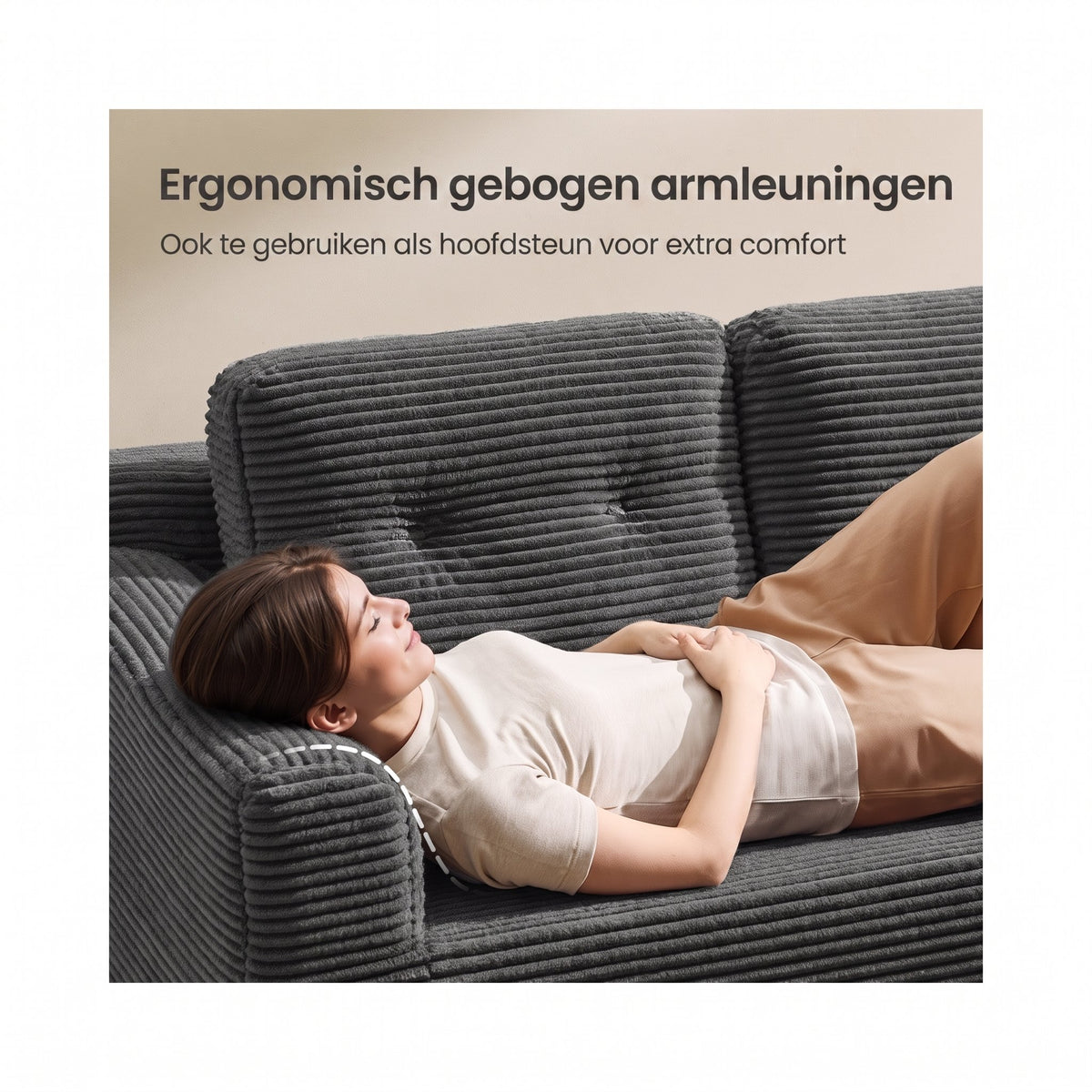 Modulaire Hoekbank zonder Montage met Ruime Chaise Longue, 244 cm