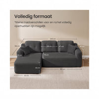 Modulaire Hoekbank zonder Montage met Ruime Chaise Longue, 244 cm