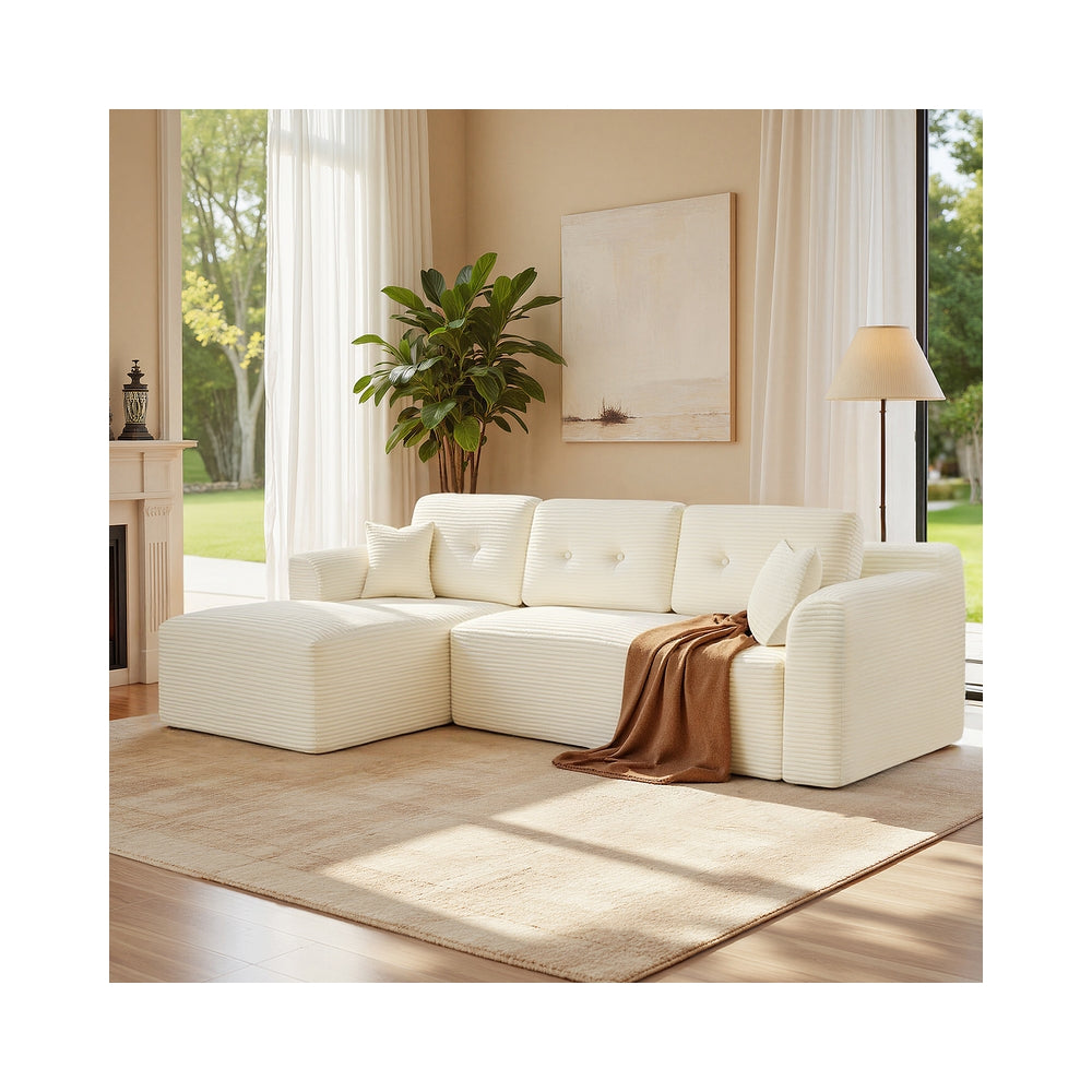 Modulaire Hoekbank zonder Montage met Ruime Chaise Longue, 244 cm