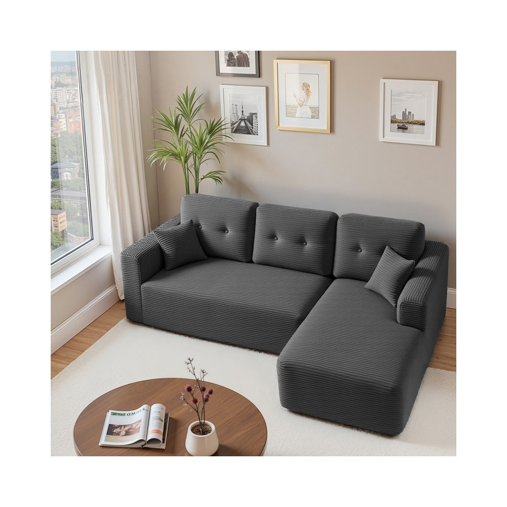 Modulaire Hoekbank zonder Montage met Ruime Chaise Longue, 244 cm