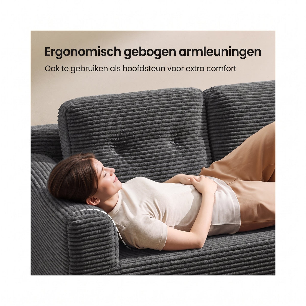 Modulaire Hoekbank zonder Montage met Ruime Chaise Longue, 244 cm