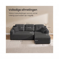 Modulaire Hoekbank zonder Montage met Ruime Chaise Longue, 244 cm