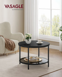 Salontafel met Glazen Blad en 2 Planken in Marmerlook, 65 of 80 cm