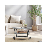 Ronde Salontafel met 2 Planken en Metalen Frame, 80 x 45 cm