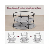 Ronde Salontafel met 2 Planken en Metalen Frame, 80 x 45 cm