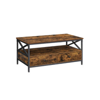 Salontafel met 2 Lades en Open Vak, X-Vormige Stutten, 100 x 55 x 45 cm