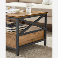 Salontafel met 2 Lades en Open Vak, X-Vormige Stutten, 100 x 55 x 45 cm