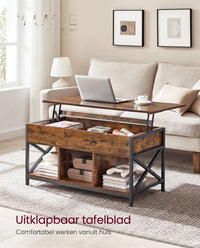 In Hoogte Verstelbare Salontafel met Verborgen Opbergruimte, 50 x 100 cm