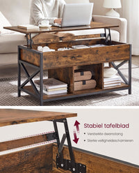 In Hoogte Verstelbare Salontafel met Verborgen Opbergruimte, 50 x 100 cm