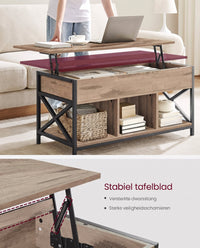 In Hoogte Verstelbare Salontafel met Verborgen Opbergruimte, 50 x 100 cm