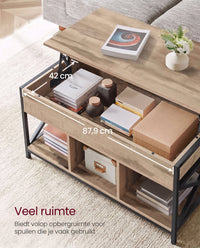 In Hoogte Verstelbare Salontafel met Verborgen Opbergruimte, 50 x 100 cm