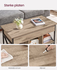 In Hoogte Verstelbare Salontafel met Verborgen Opbergruimte, 50 x 100 cm