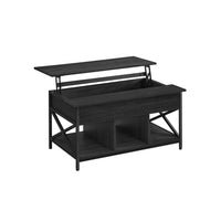 In Hoogte Verstelbare Salontafel met Liftblad en Open Vakken, 60 x 100 x 48-62 cm