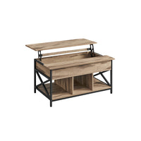 In Hoogte Verstelbare Salontafel met Liftblad en Open Vakken, 60 x 100 x 48-62 cm