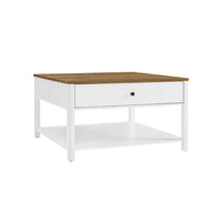 Salontafel met 2 Lades en Open Plank, 80 x 80 x 45 cm