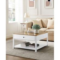 Salontafel met 2 Lades en Open Plank, 80 x 80 x 45 cm