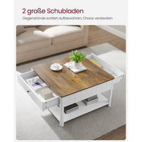 Salontafel met 2 Lades en Open Plank, 80 x 80 x 45 cm