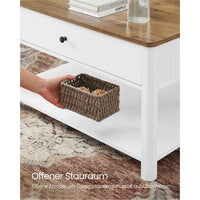 Salontafel met 2 Lades en Open Plank, 80 x 80 x 45 cm