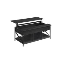In Hoogte Verstelbare Salontafel met Liftblad en Open Vakken, 60 x 100 x 48-62 cm