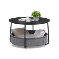 Ronde Salontafel met Stoffen Opbergmand, 75 x 45 cm