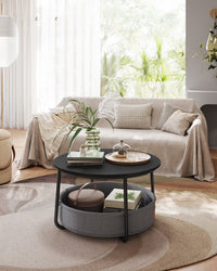 Ronde Salontafel met Stoffen Opbergmand, 75 x 45 cm